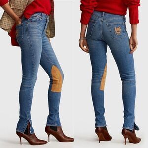 Polo Ralph Lauren Suede Patch Skinny Jeans In Willow Wash 27